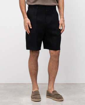 Agnona Black linen shorts T809U1YU3014