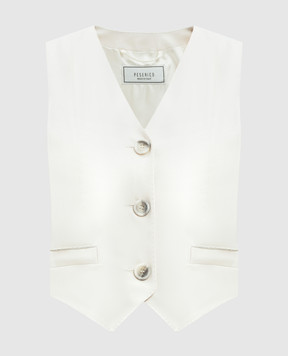 Peserico Beige vest with wool and monil chain A0360906461