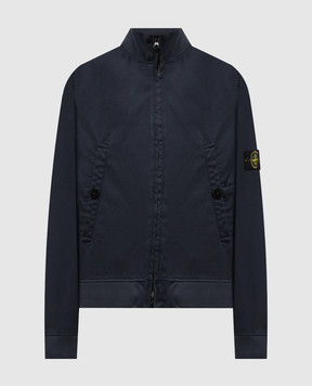Stone Island Blue Raso Gommato 3L jacket with logo K1S154100012S0034