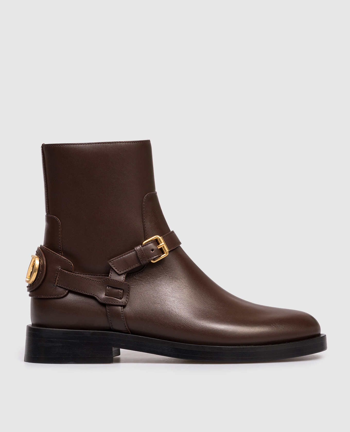 Brown leather boots with logo Valentino