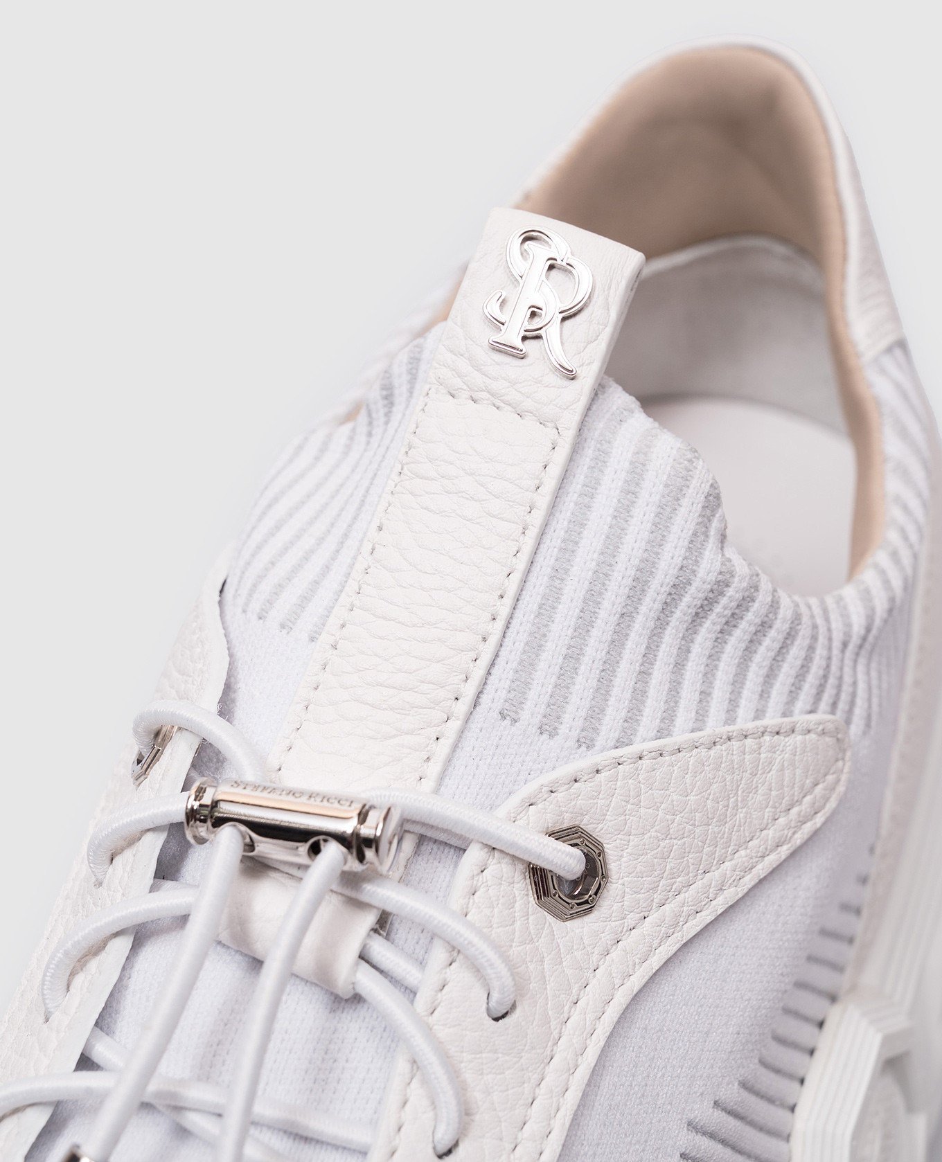 

White combination sneakers with logo Stefano Ricci