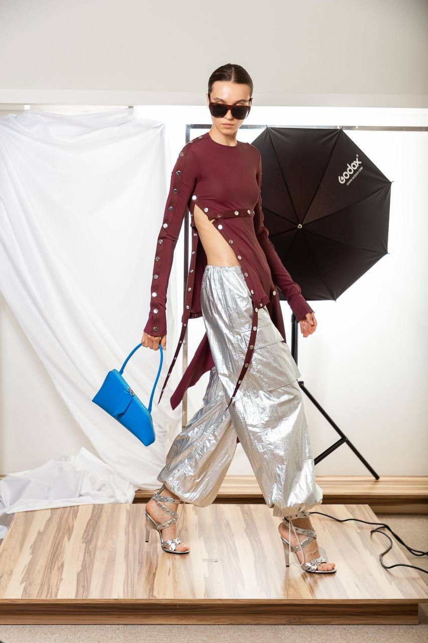 

Burgundy asymmetric mini dress The Attico