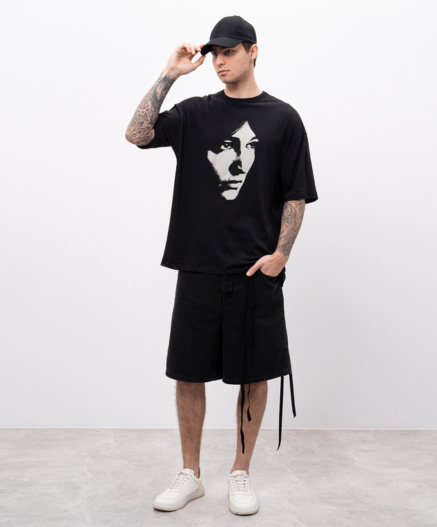 Ann Demeulemeester - Black T-shirt with October's portrait