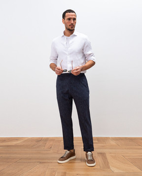 Marco Pescarolo Blue cashmere and linen pants CHIAIAM5146