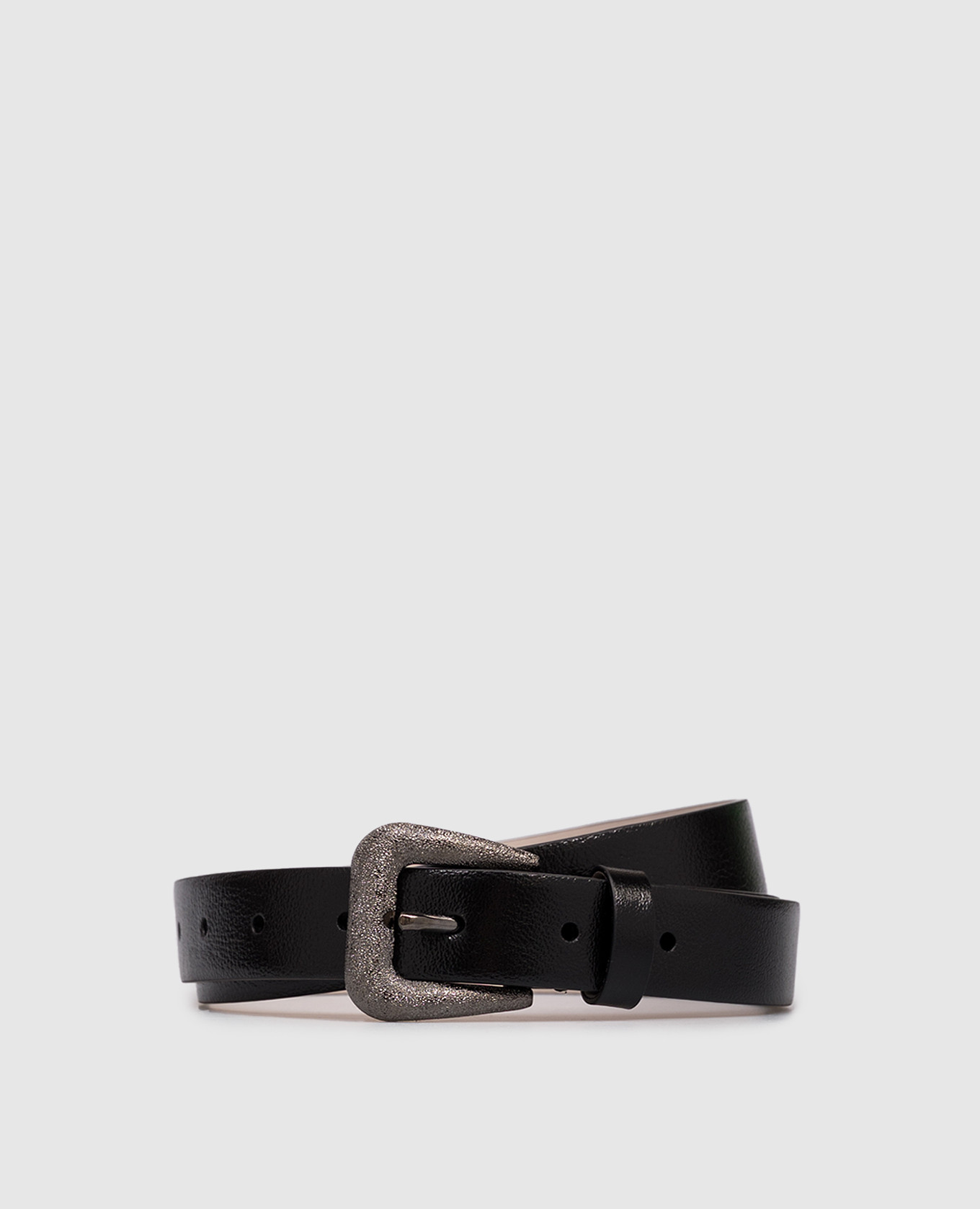 Black glossy leather belt Brunello Cucinelli