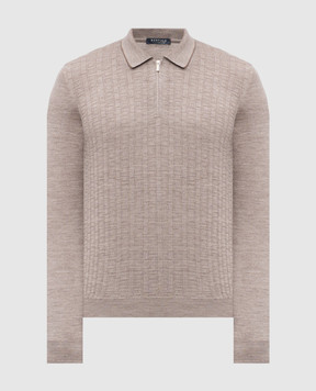 Bertolo Cashmere Beige wool and silk polo shirt 902519002532