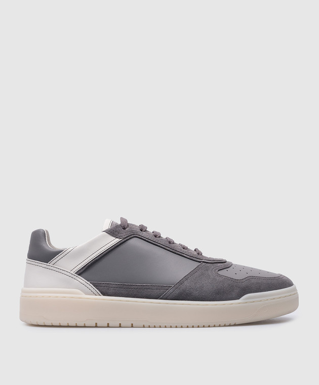 Brunello Cucinelli - Gray leather sneakers with logo patch