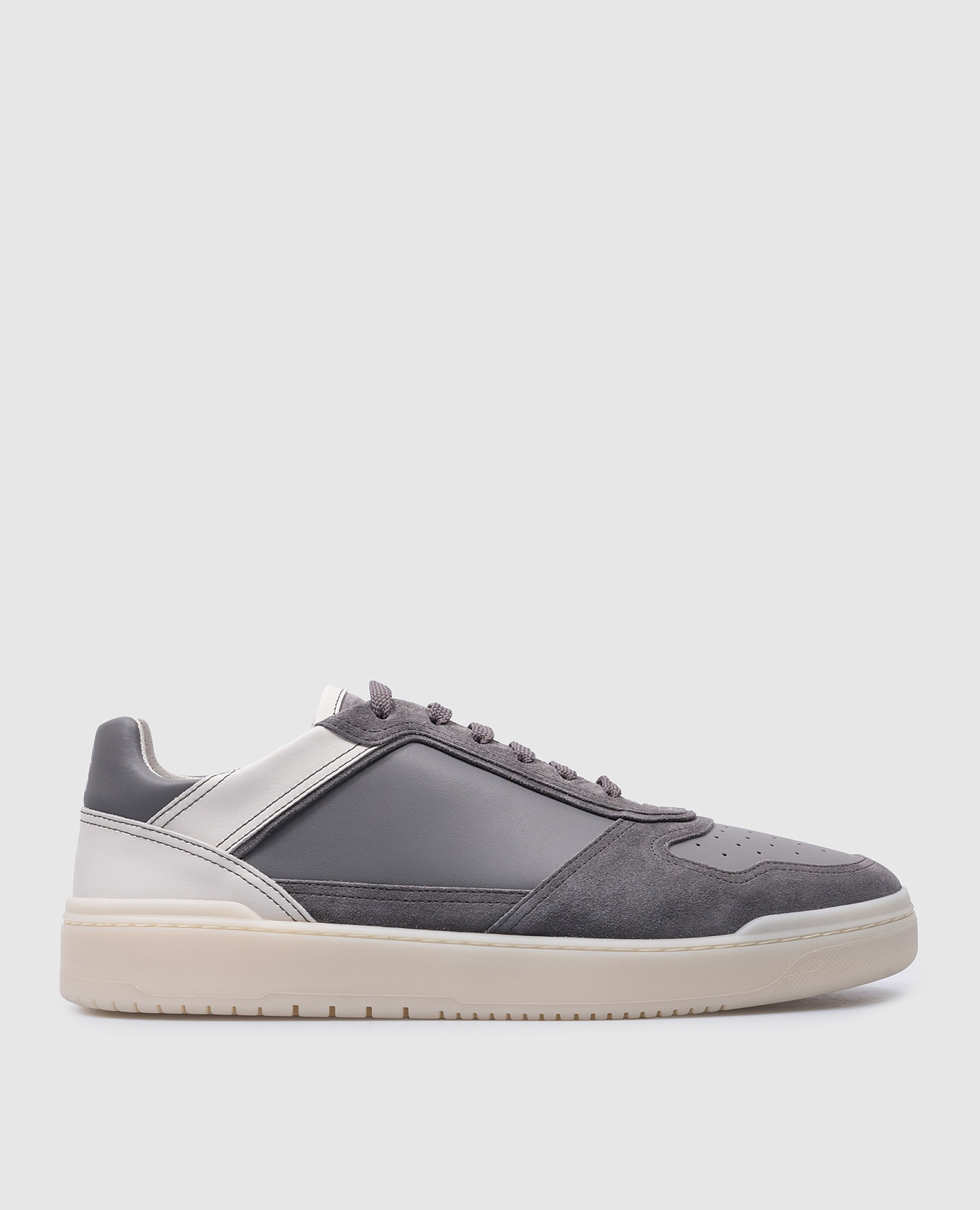 

Gray leather sneakers with logo patch Brunello Cucinelli, Grey
