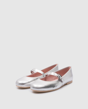 Pretty Ballerinas Children's leather silver ballet shoes Hermione 49113