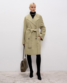 Toteme Beige leather double-breasted coat 254WRO0243LE0166