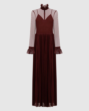 Philosophy di Lorenzo Serafini Brown maxi dress with pleating A04095768