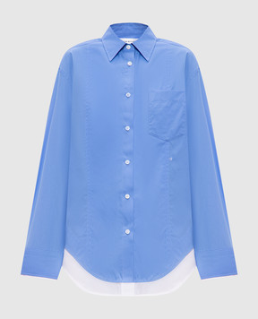 Victoria Beckham Blue shirt with embroidered monogram logo 1125WSH006011C