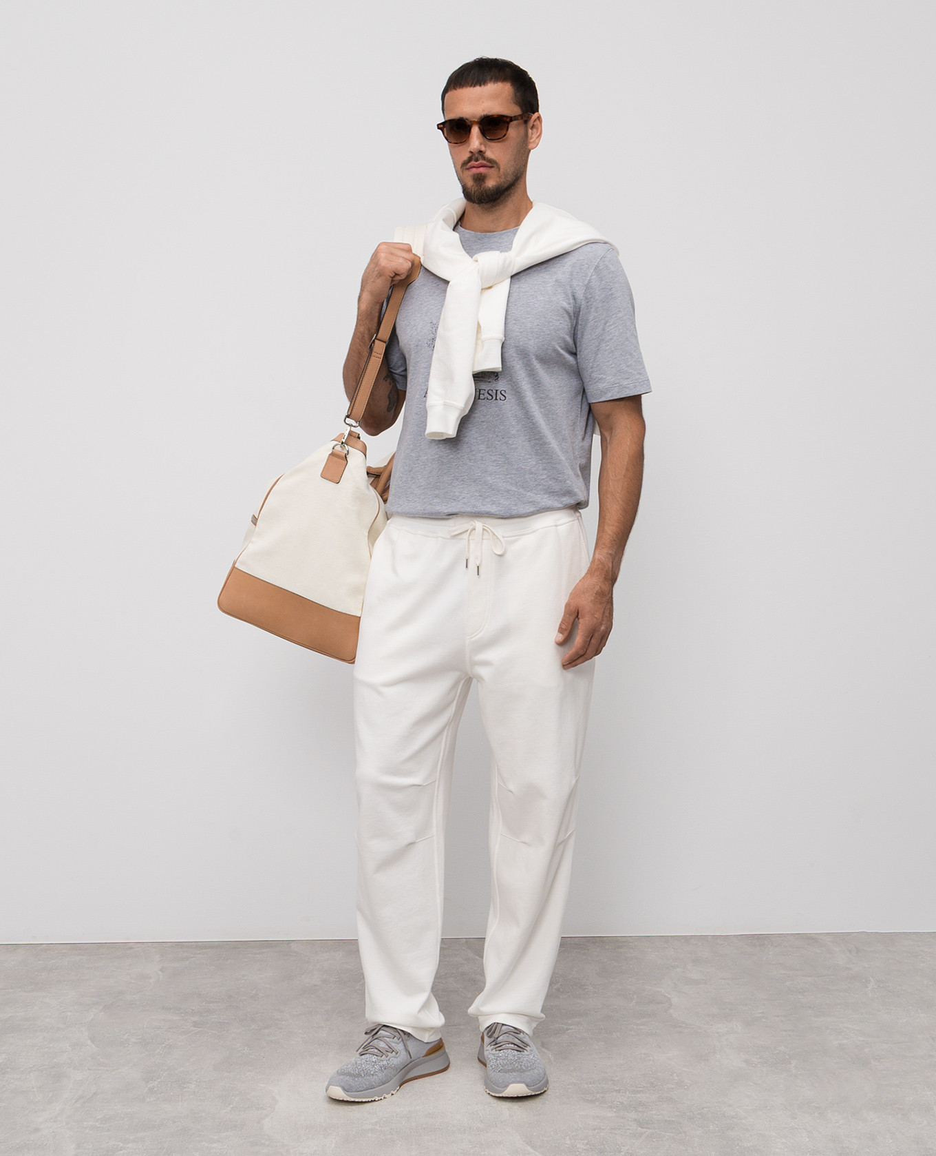 

Grey melange printed T-shirt Brunello Cucinelli