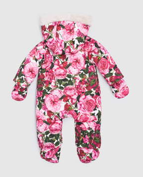 Dolce&Gabbana Children's pink overalls in a floral print L2JO3GISMID