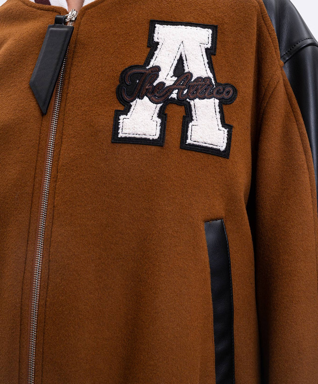 The Attico - Brown logo combination bomber jacket