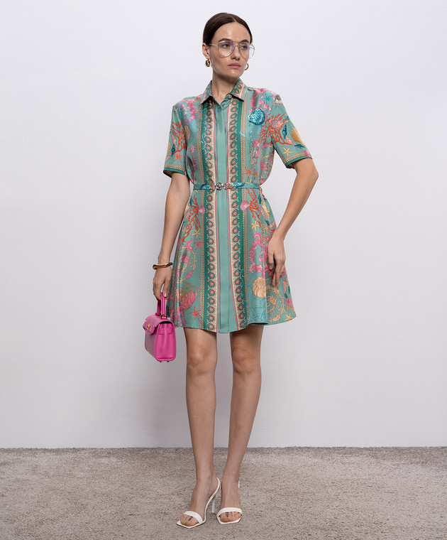 Versace - Underwater Barocco green silk shirt dress 10210091A14746 - shop  with Bulgaria delivery at Symbol