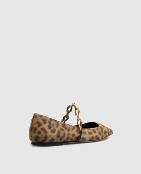 Jimmy Choo Diamond Tilda Flat beige leather ballet flats in animalistic print DIAMONDTILDAFLATLO