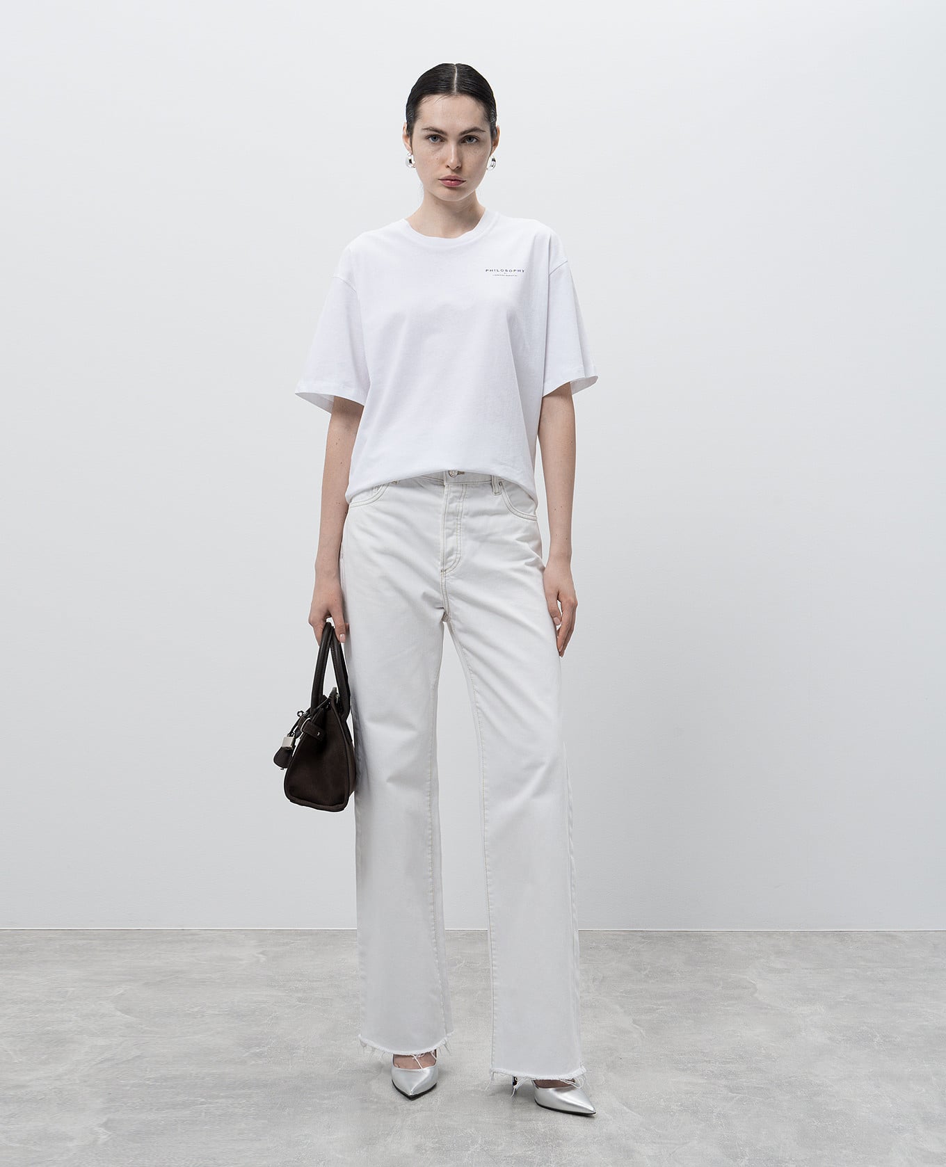 White T-shirt with logo print and inscription print Philosophy di Lorenzo Serafini 2