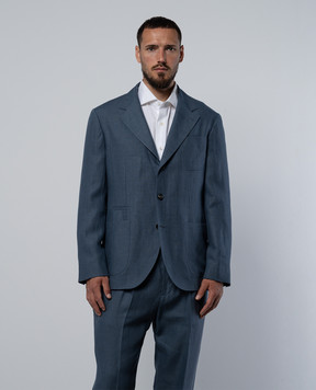 Brunello Cucinelli Blue linen blazer MB4207BNDP