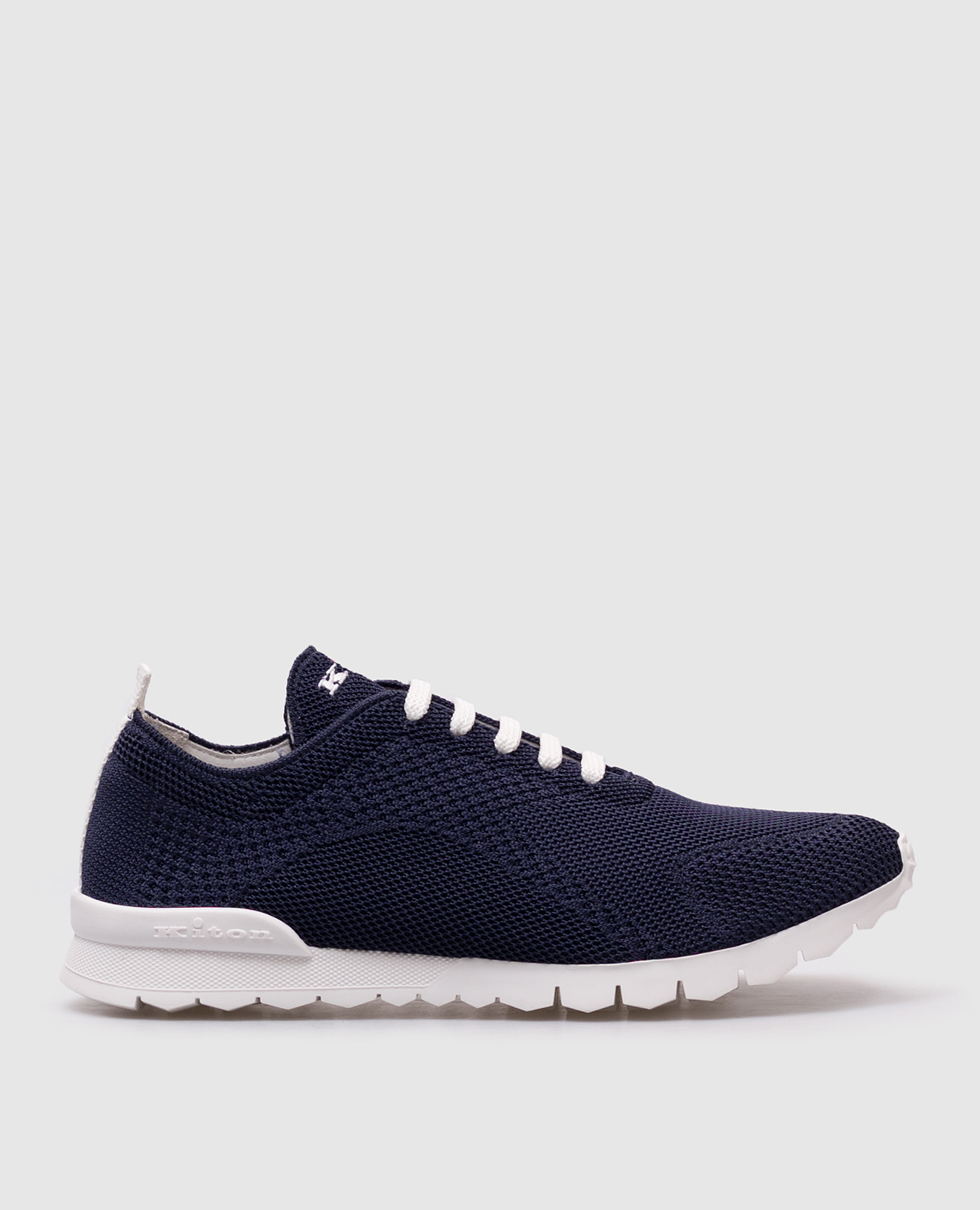 Blue sneakers with logo embroidery Kiton