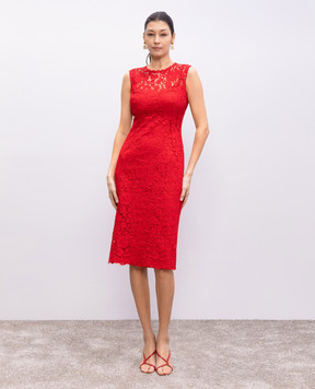 Dolce&Gabbana Red lace midi sheath dress F6TJTTHLMII