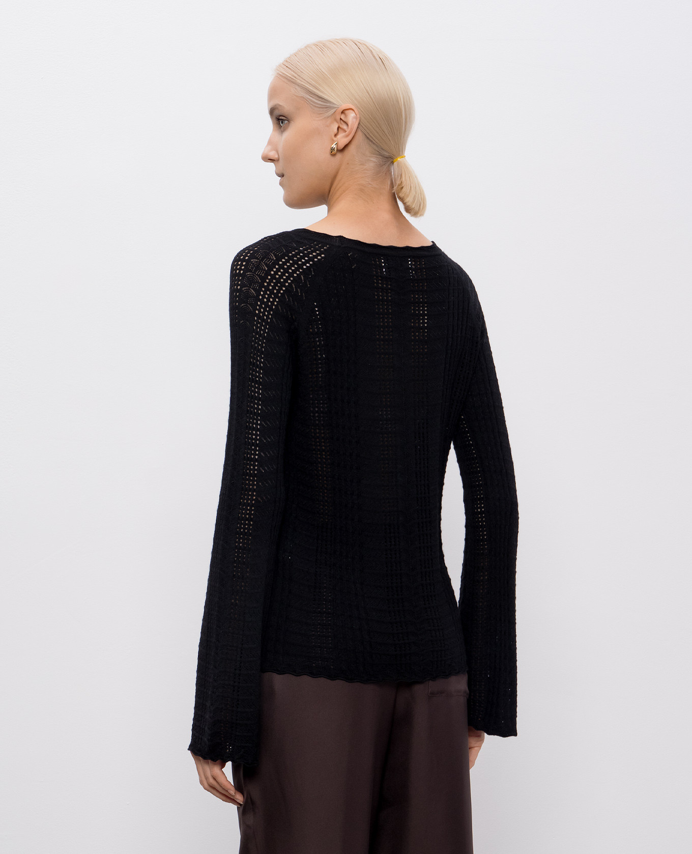 GRETA black openwork sweater made of wool and cashmere Loulou de Saison 4