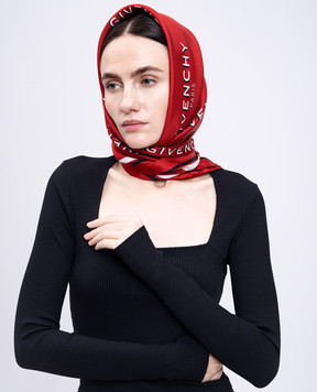 Givenchy Red silk scarf with logo print 710009495001