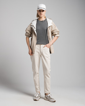 Brunello Cucinelli Gray t-shirt with monil chain M8Z838000