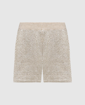Peserico Beige openwork shorts with linen S84000F0709111