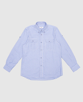 Stefano Ricci Children's blue checked shirt YAC6S00010L823