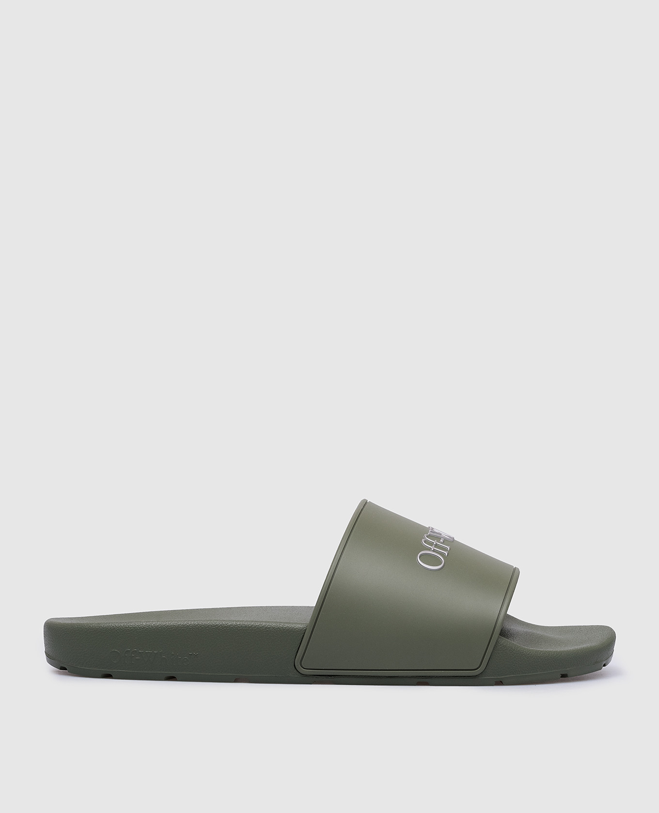 Green sliders with textured logo off-white