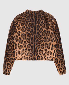 Dolce&Gabbana Children's wool jumper in animal print with logo L5KWK5JDVDT