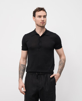 Tom Ford Black polo with silk KPS025YMS111S25