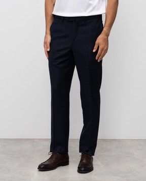 ISAIA Blue checked wool and cashmere pants 00731599613