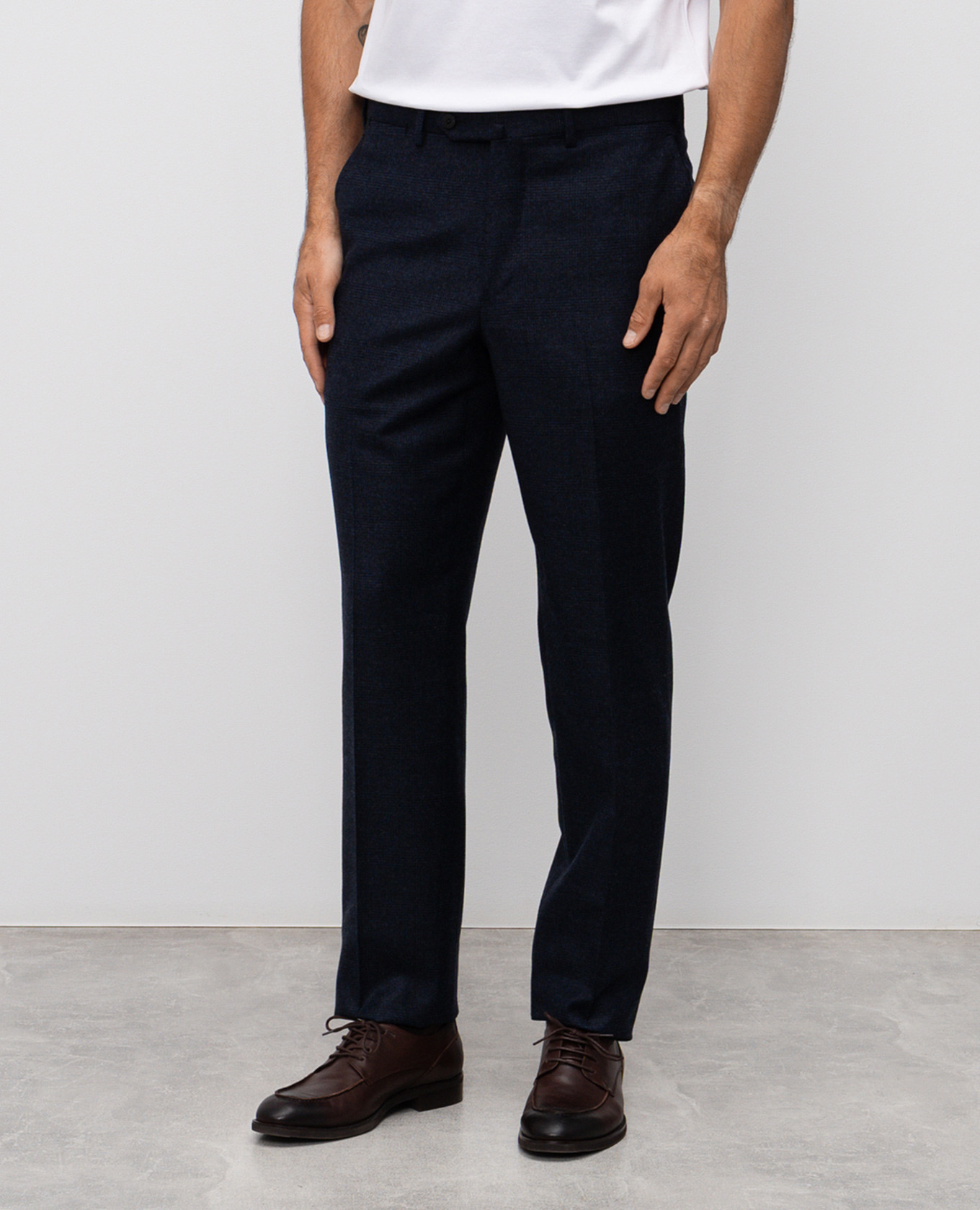 Blue checked wool and cashmere pants ISAIA 3