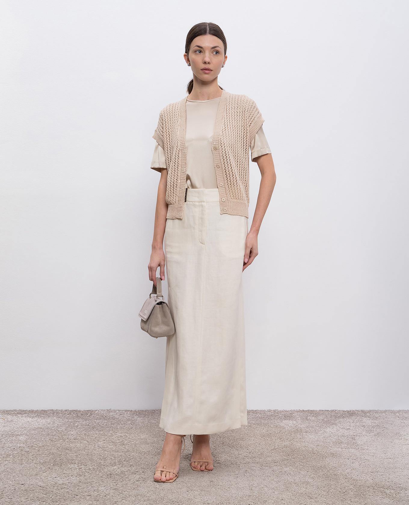 Beige openwork vest with sequins Peserico 2