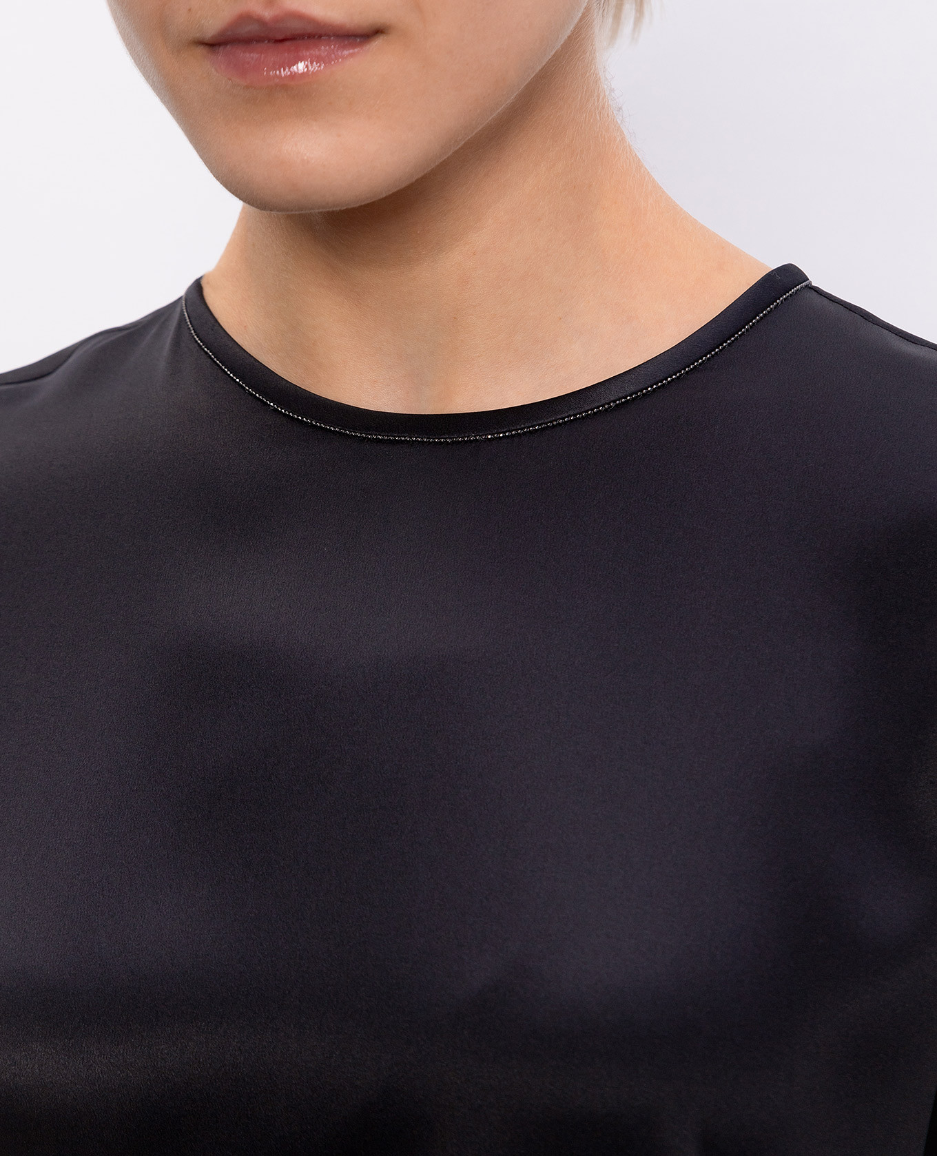 Black silk top with monil chain Brunello Cucinelli 5