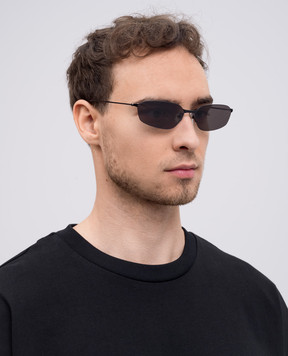 Balenciaga Black Invisible Oval Sunglasses 812822T0005