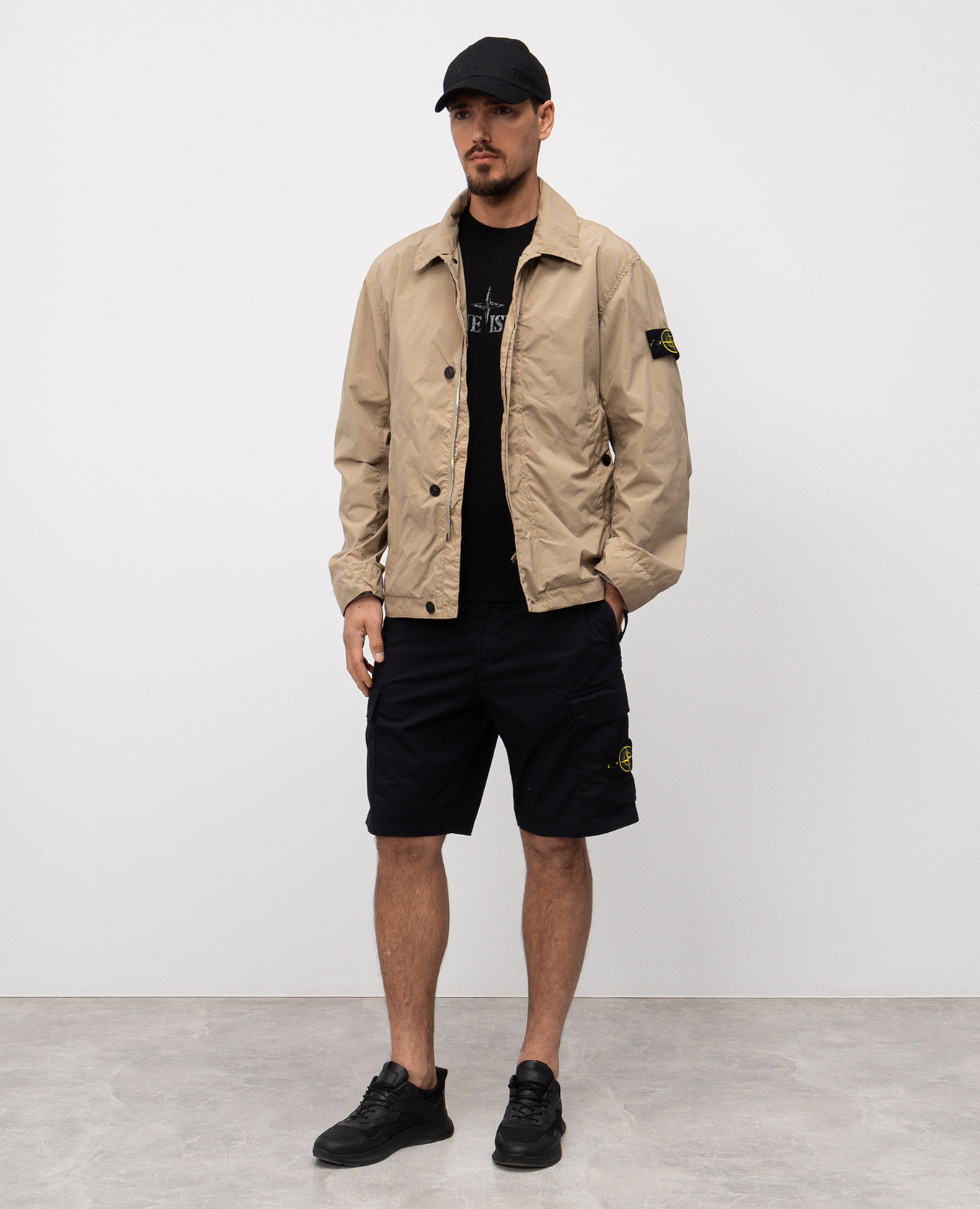

Beige jacket with logo Stone Island