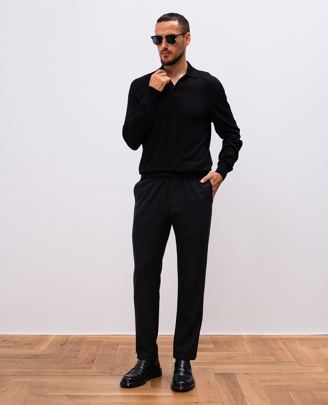 

Lasca black wool polo shirt Sease, Light blue