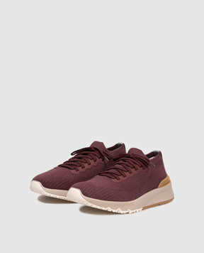 Brunello Cucinelli Burgundy sneakers with textured logo MZUPMBO252