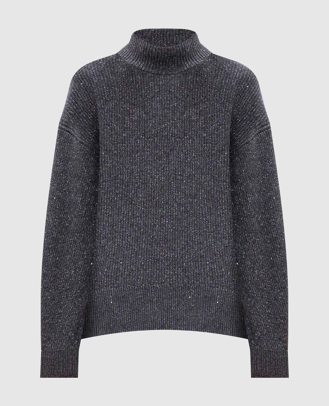 

Gray cashmere and wool sweater with sequins and lurex Brunello Cucinelli, Grey