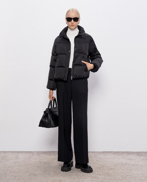 Peserico Black wool pants with monil chain P0479402660