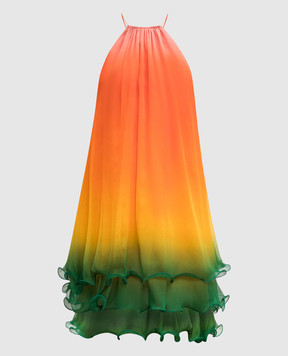 Casablanca Rainbow Gradient orange silk dress WS24DR10701