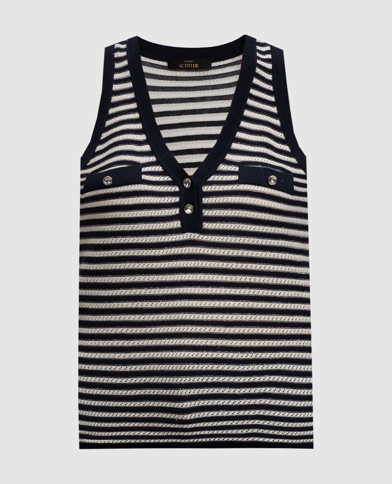Blue striped top with lurex Twinset