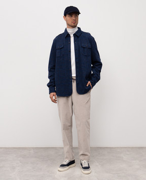 Sease Blue wool shirt with a pattern WP033TJ151