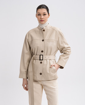Yves Salomon Beige leather jacket with belt 25EYV21965APXX