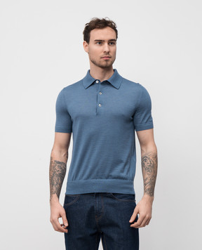 Tom Ford Blue cashmere and silk polo shirt KPS027YMK005S23