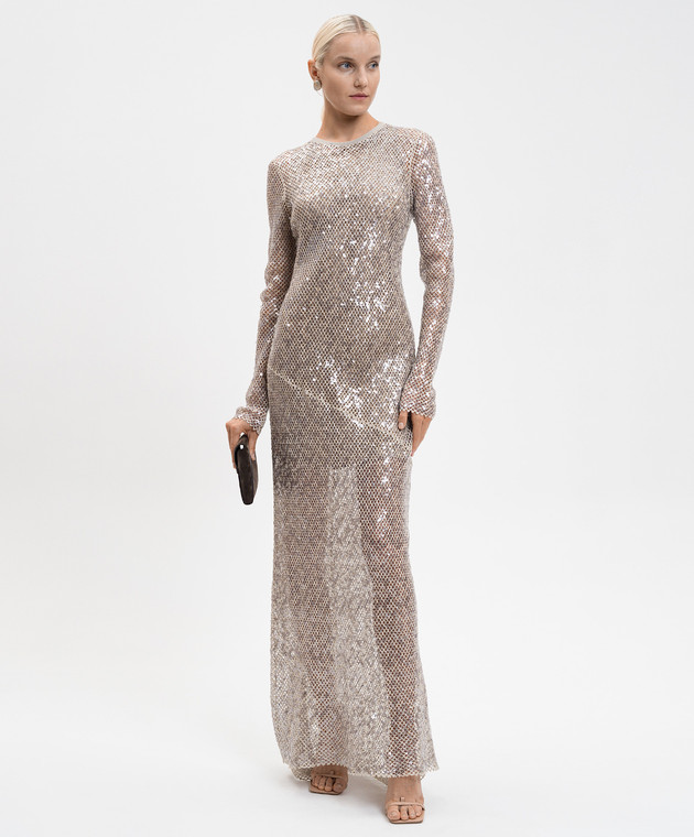 Brunello Cucinelli - Beige linen and silk sequin dress MRTR20A90 - shop  with Croatia delivery at Symbol