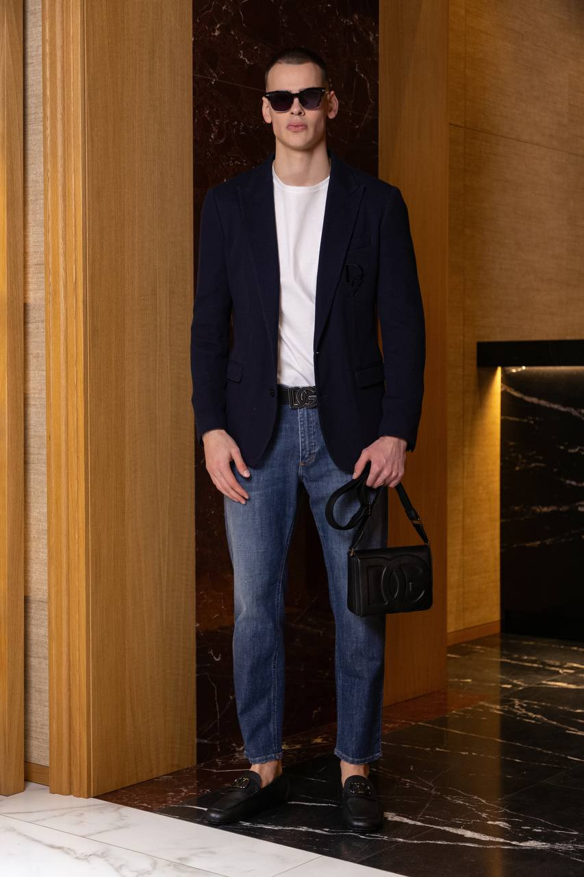 

Blue jacket with embroidered logo monogram Dolce&Gabbana